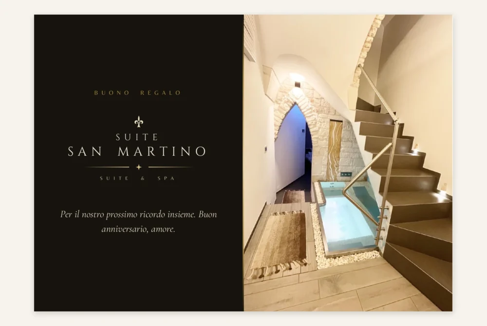 Anteprima del buono regalo Suite San Martino con dedica di anniversario